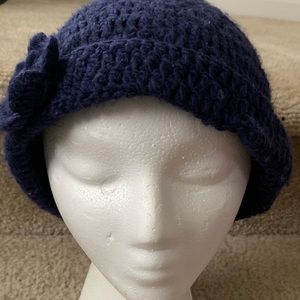 Navy Blue Flower Crochet Hat